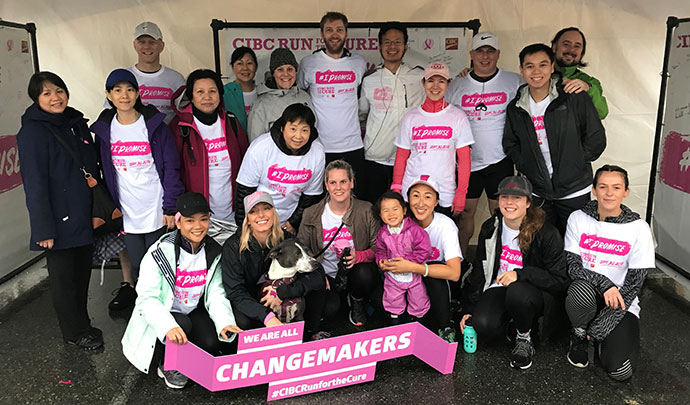 A team photo of Eminence Organic Skin Care participants at CIBC Run for the Cure. 
